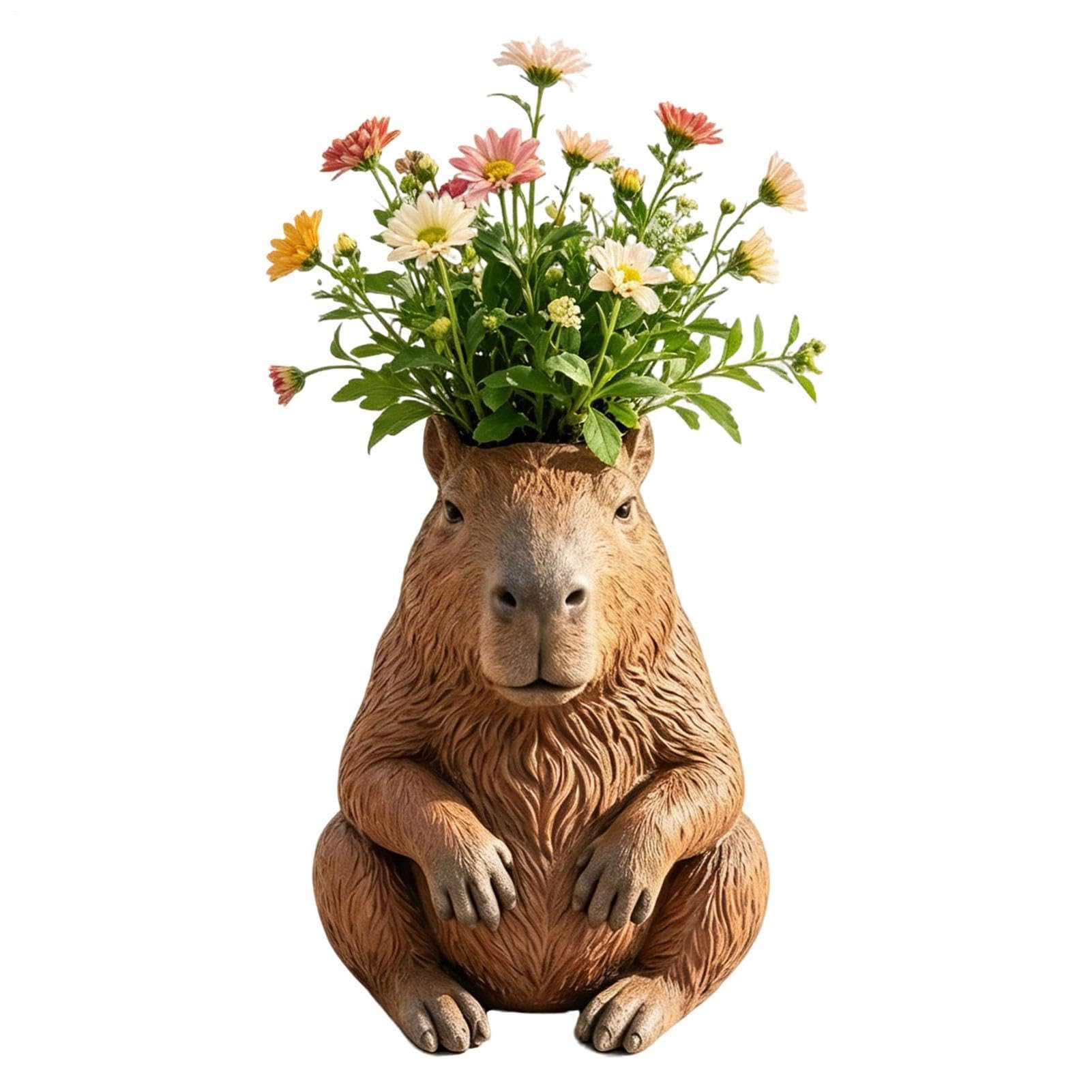 Petit pot de fleurs Capybara en résine haute qualité pour intérieur et cour