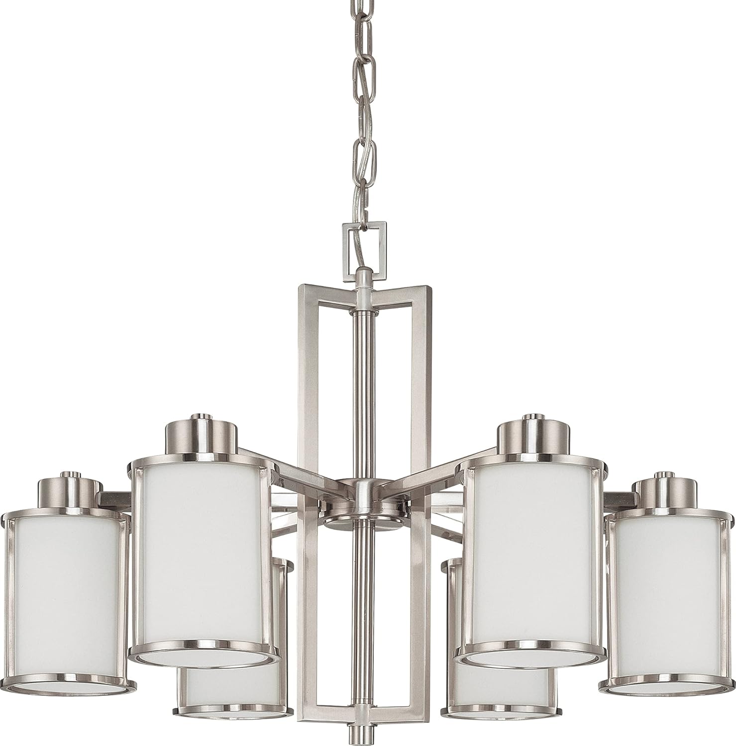 NUVO 60/2853 Six Light Chandelier, Brushed Nickel