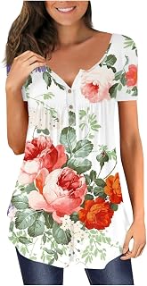 FTRGHNY Summer Hanky Hem Home Blouses Women Short Sleeved Sexy Lightweight Polyeste Tops Printing T Shirt Women