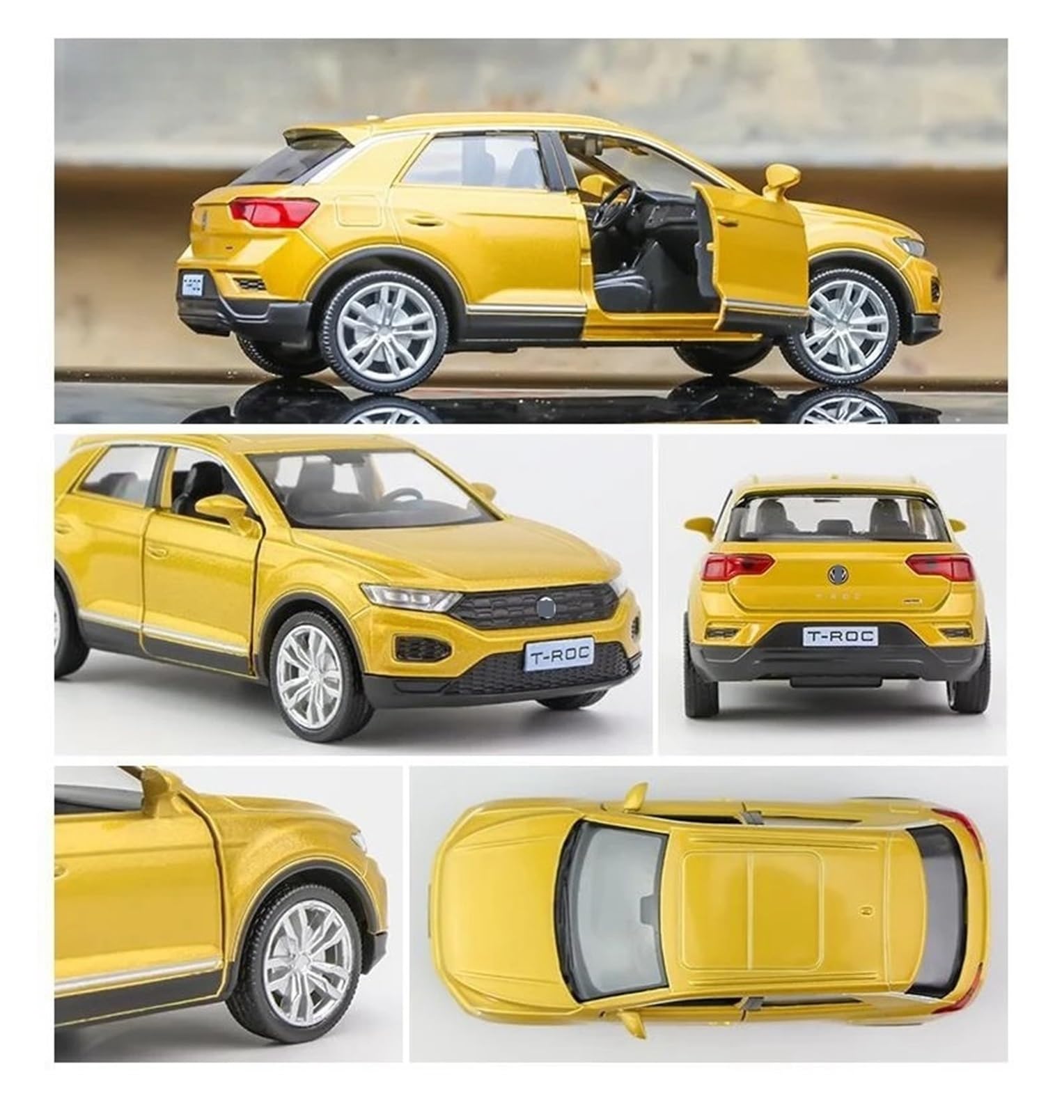 1/36 Per Volkswagen T-Roc Toy Car Model 5'' Diecast Alloy Sport SUV Veicolo In Miniatura Pull Back Collection Set Giochi Modello Auto per Hobby(Nero)