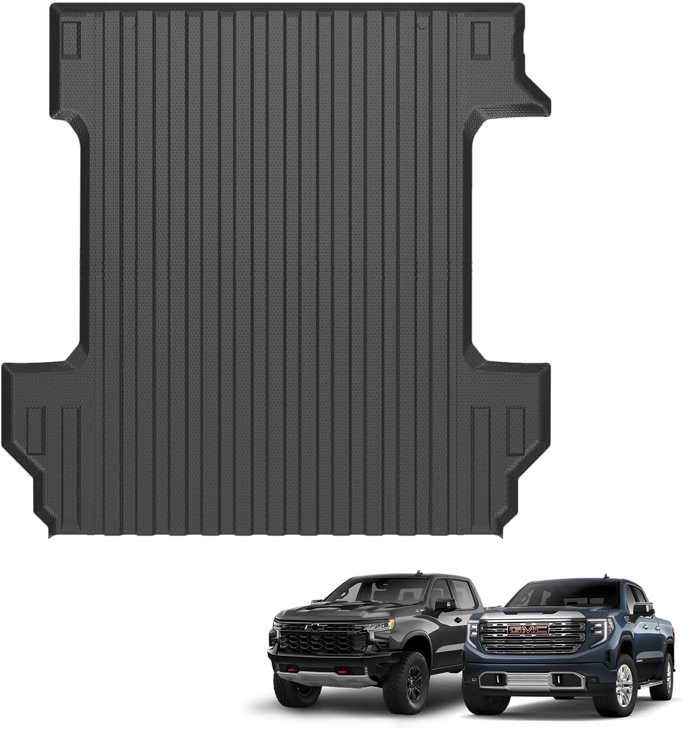 Ecarzo Bed Mat Compatible with 2019-2023 2024 Chevrolet Silverado 1500/GMC Sierra1500 Accessories 5.8ft Short Bed Liner Heavy Duty Cargo Mats TPE Rear Trunk Mat All Weather Protection