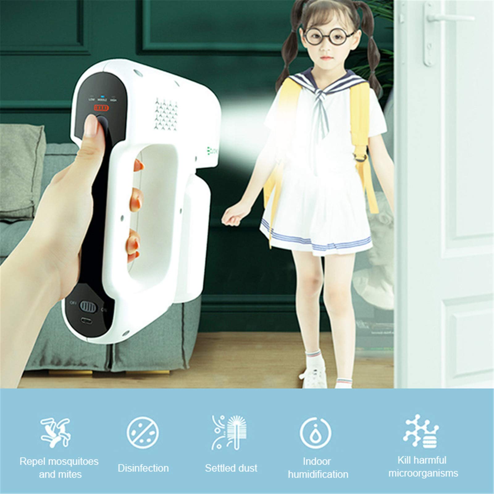 ZYC Pulverizador eléctrico de 400 ml, luz Azul, máquina nebulizadora portátil, Pistolas de pulverización de Vapor Nano, desinfección del hogar del Hospital