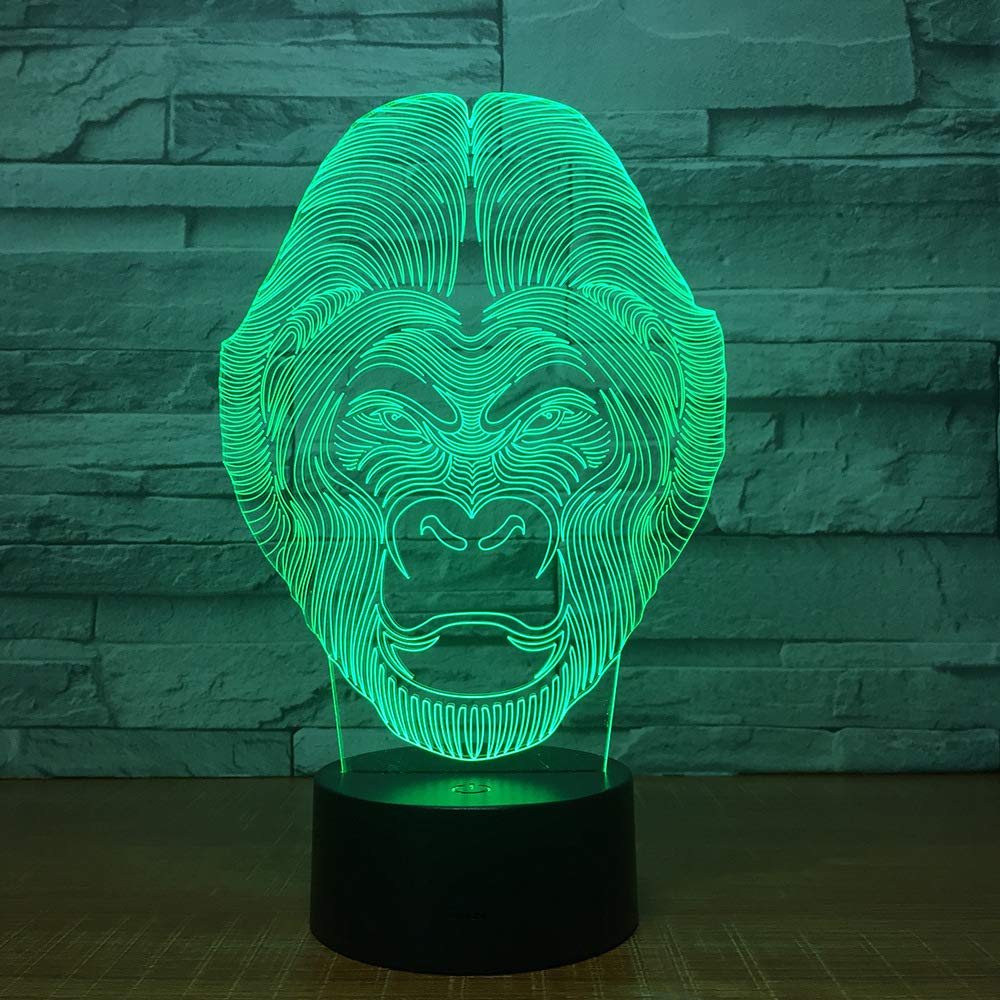 BFMBCHDJ Chimpanzee 3D Lamp 7 Color Changing Animals Effect Orangutan Shape Lamp Apes Light LED Night Lamp with Touch Desk lamp
