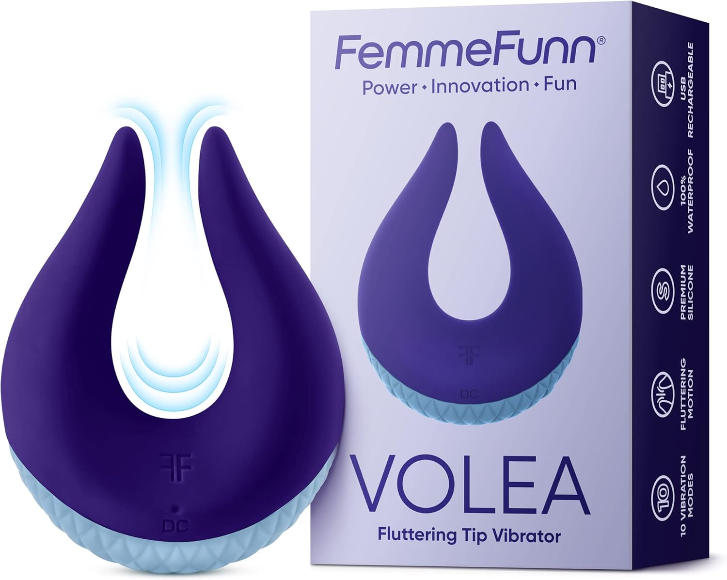 Volea Fluttering Tip Clitoral Vibrator for Women - Premium Soft Silicone Clitoral Stimulator Sex Toy with 10 Modes - 100% Waterproof, USB Rechargeable Adult Sex Toys for Solo Play or Couples (Purple)