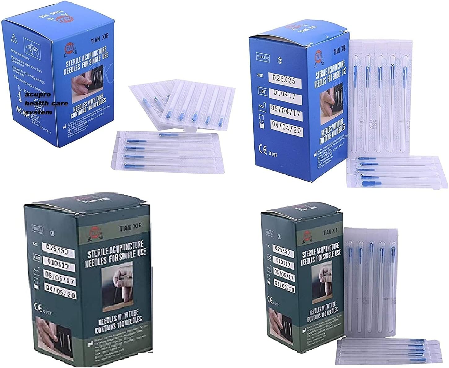 dry needles physiotherapy acupuncture needles 0.25x13mm 0.25x25mm 0.25x40mm 0.25x50mm Combo 4 box 400 Needles Various Size