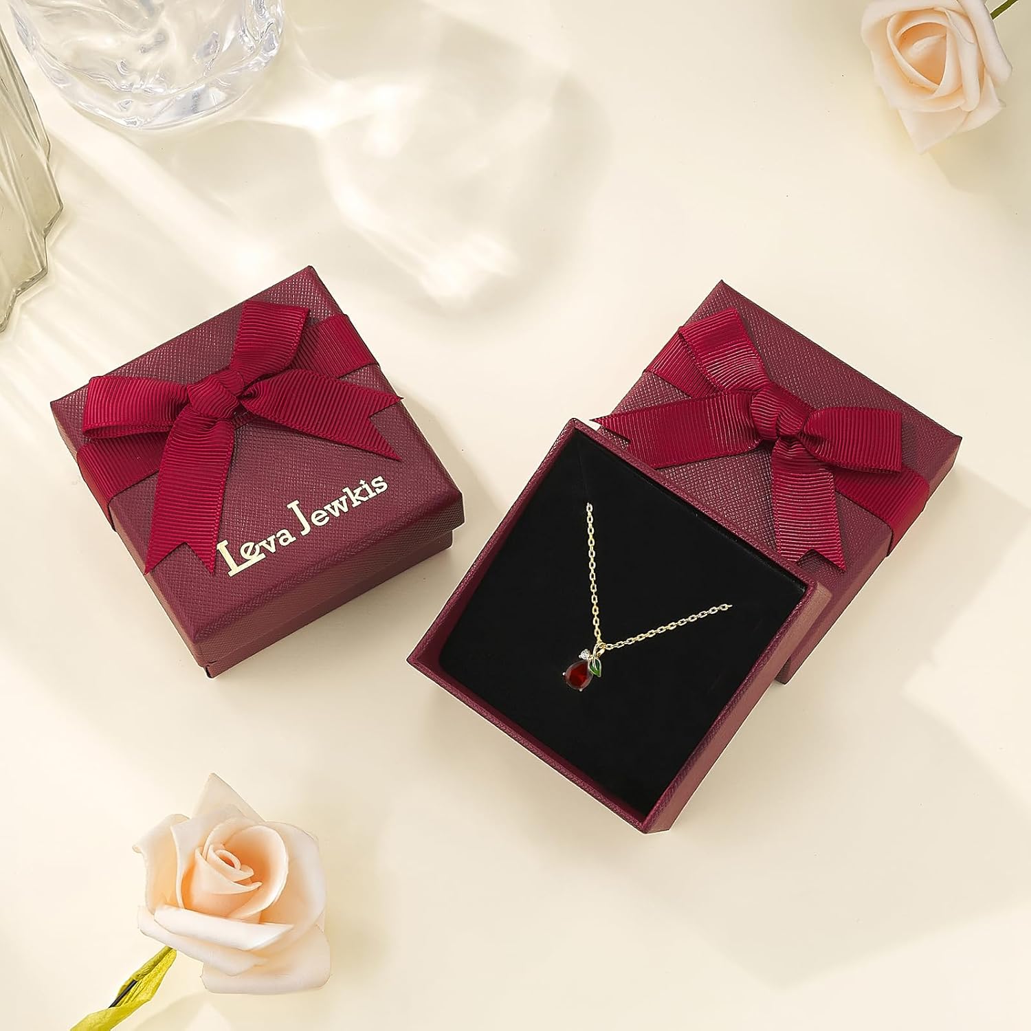 Birthstone Necklace 925 Sterling Silver Enamel Leaf Pendant 18K Gold Plated Necklace Teardrop Gemstone Christmas Jewelry Gifts for Her Mom Women - Image 6