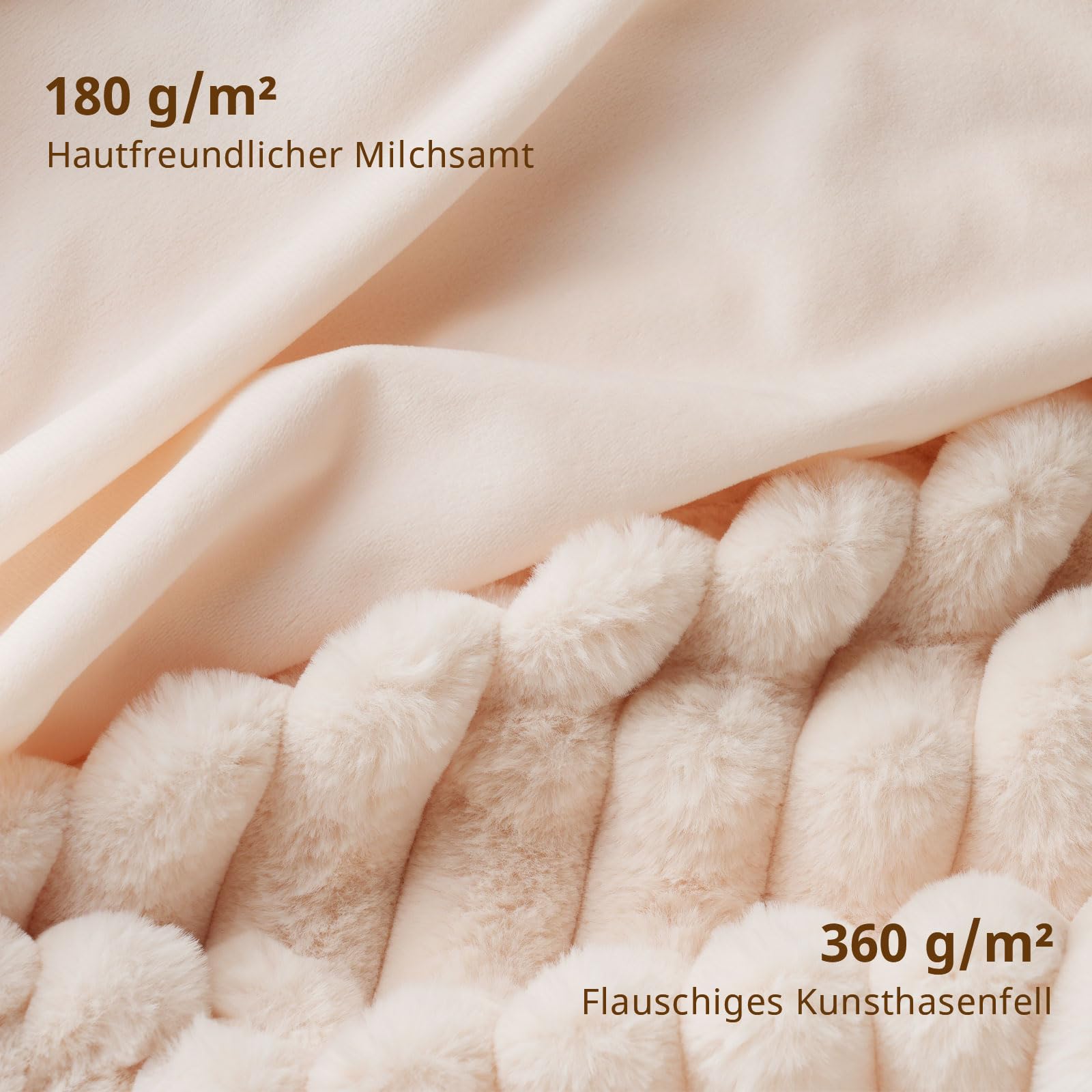 Coperta Pelliccia Sintetica Matrimoniale, Coperta Invernale Ultra Morbida Pelosa Plaid Pelliccia Finta Calda Extra Large per divano camera letto (Albicocca, W130 x L160CM)