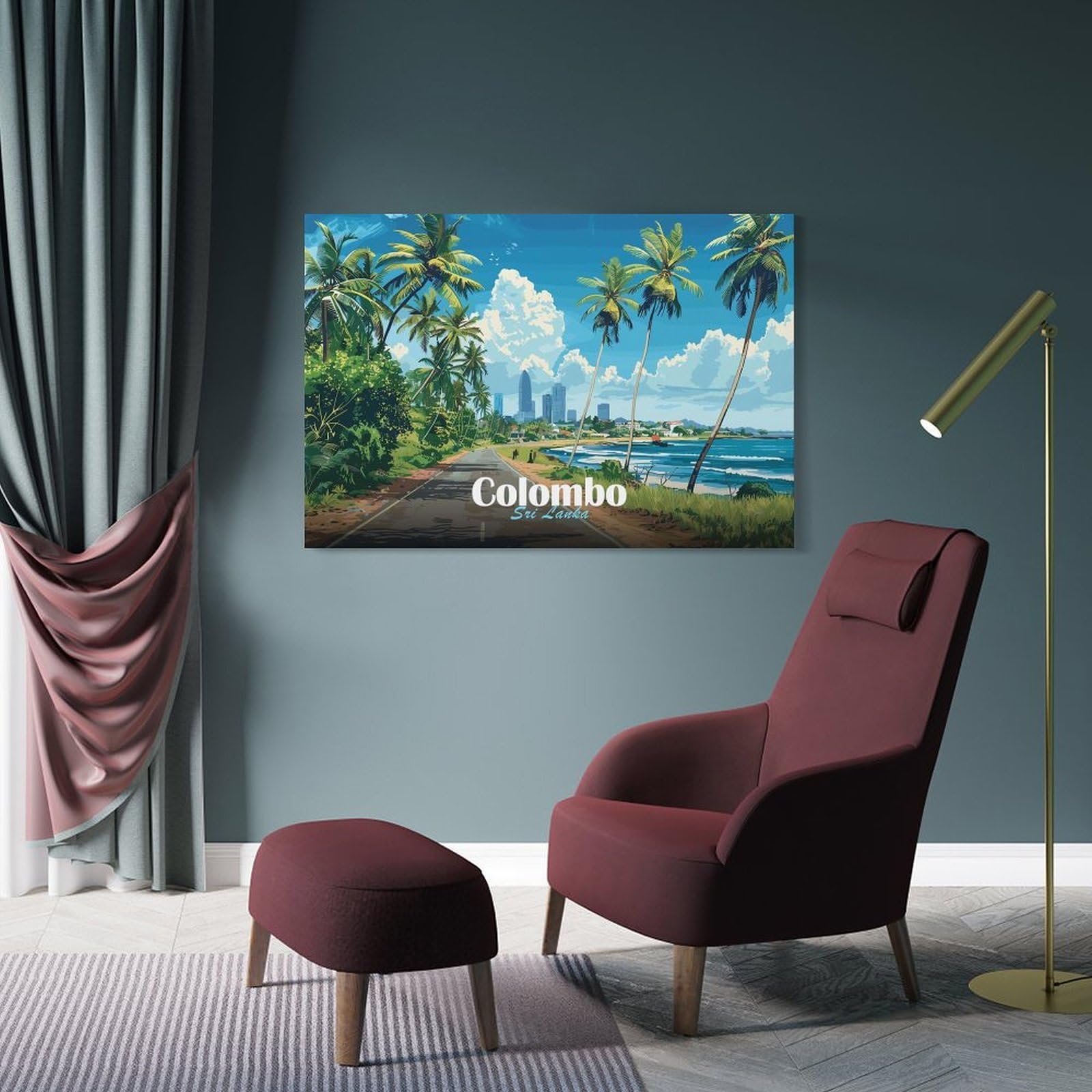 Junmoney Colombo, Sri Lanka Wall Art Print, 20x30inch(50x75cm), for Bedroom Decor, Cosy Corners Or Studios, Canvas Wall Decor for Personal Spaces