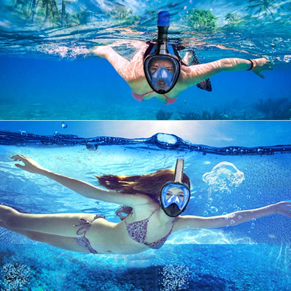 Wsobue Maschera Subacquea, Maschera da Snorkeling per Adulti,Visuale Panoramica 180° Design Pieno Facciale e Compatibile con Videocamere Sportive Maschera per Immersioni