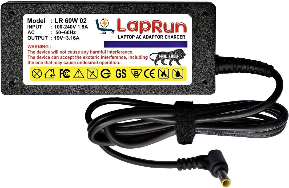 LapRun Laptop Charger Compatible for Samsung Q45-Aura T7100 Damali Laptops of 60W, 19V, 3.16A Pin-5.5x3.0 New Ac Adapter with Power Cord