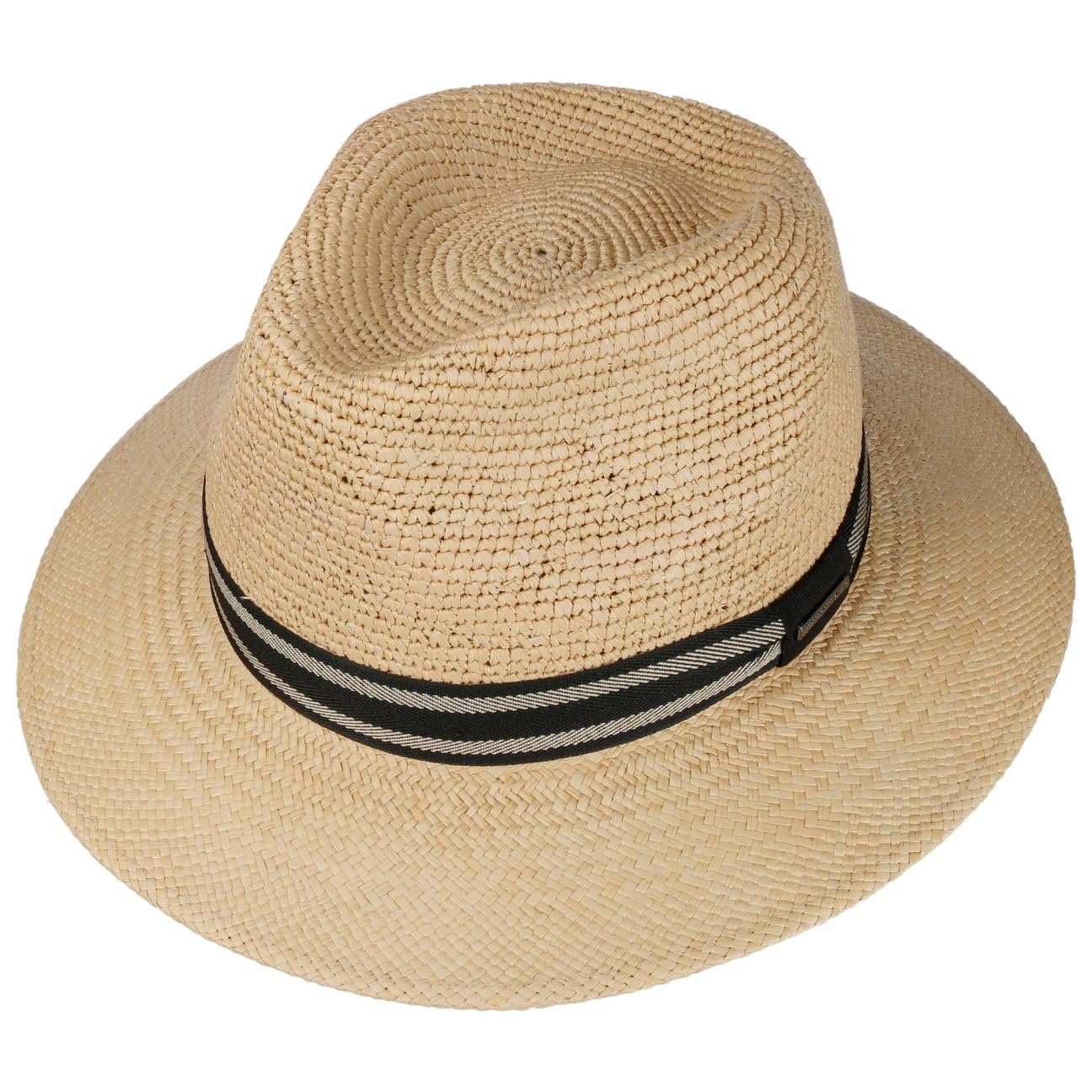 Stetson Traveller Sombrero Crochet Proteccion UV a Rayas Multicolor con Banda de Tela Unisex Primavera Verano