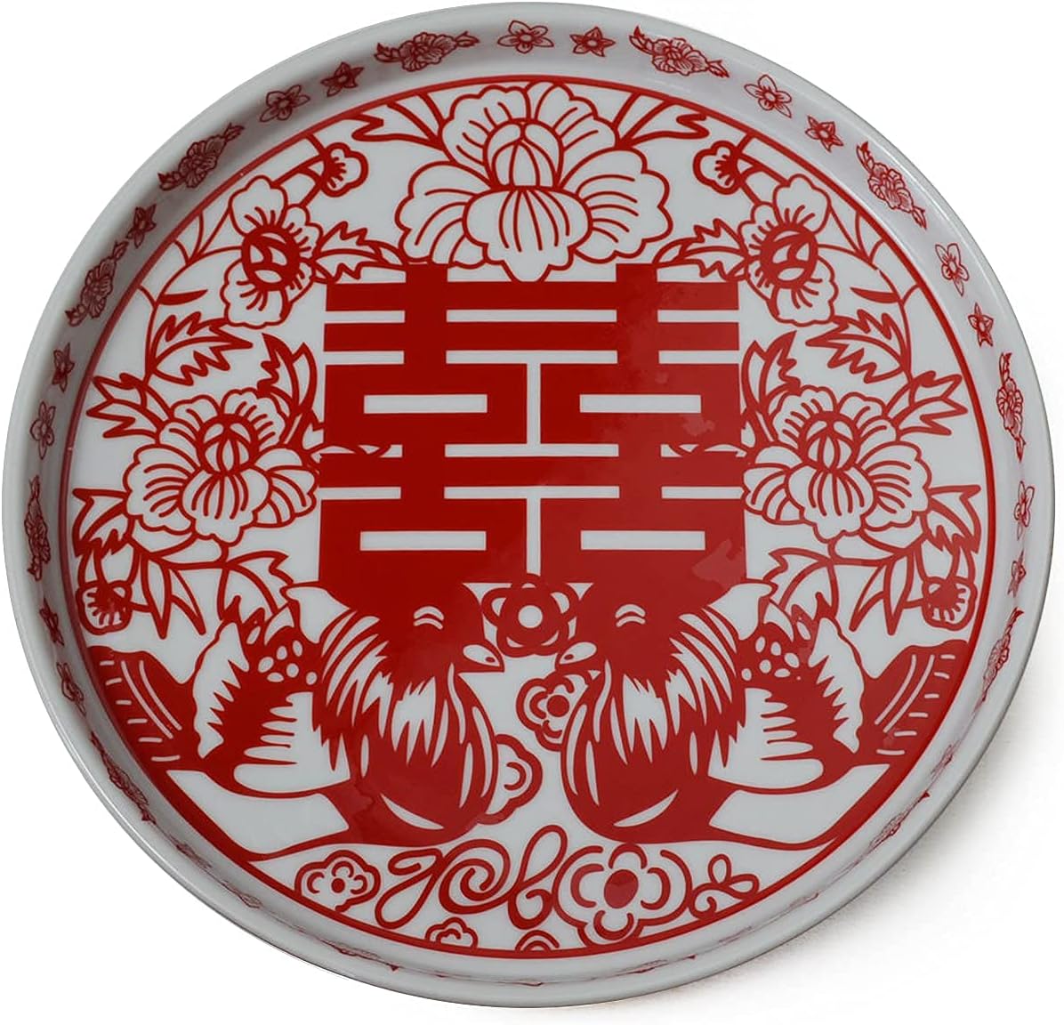 Chinese Tea Gift Set Service Porcelain Tea Pot 4 Cups tray for Adults Men Women Tea Ceremony Wedding Party Home Decor (Double Happiness（Chinese xi）)
