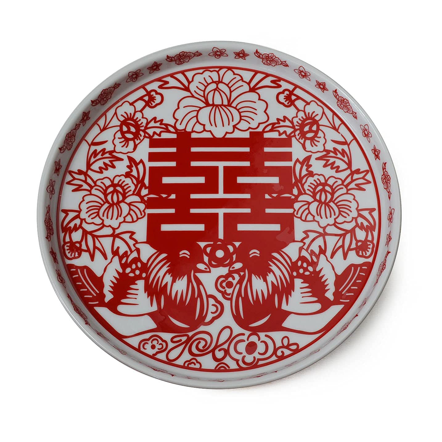 Chinesisches Tee-Geschenkset aus Porzellan, Teekanne mit 4 Tassen, Tablett für Erwachsene, Männer und Frauen, Teezeremonie, Hochzeit, Party, Heimdekoration (doppeltes Glück)
