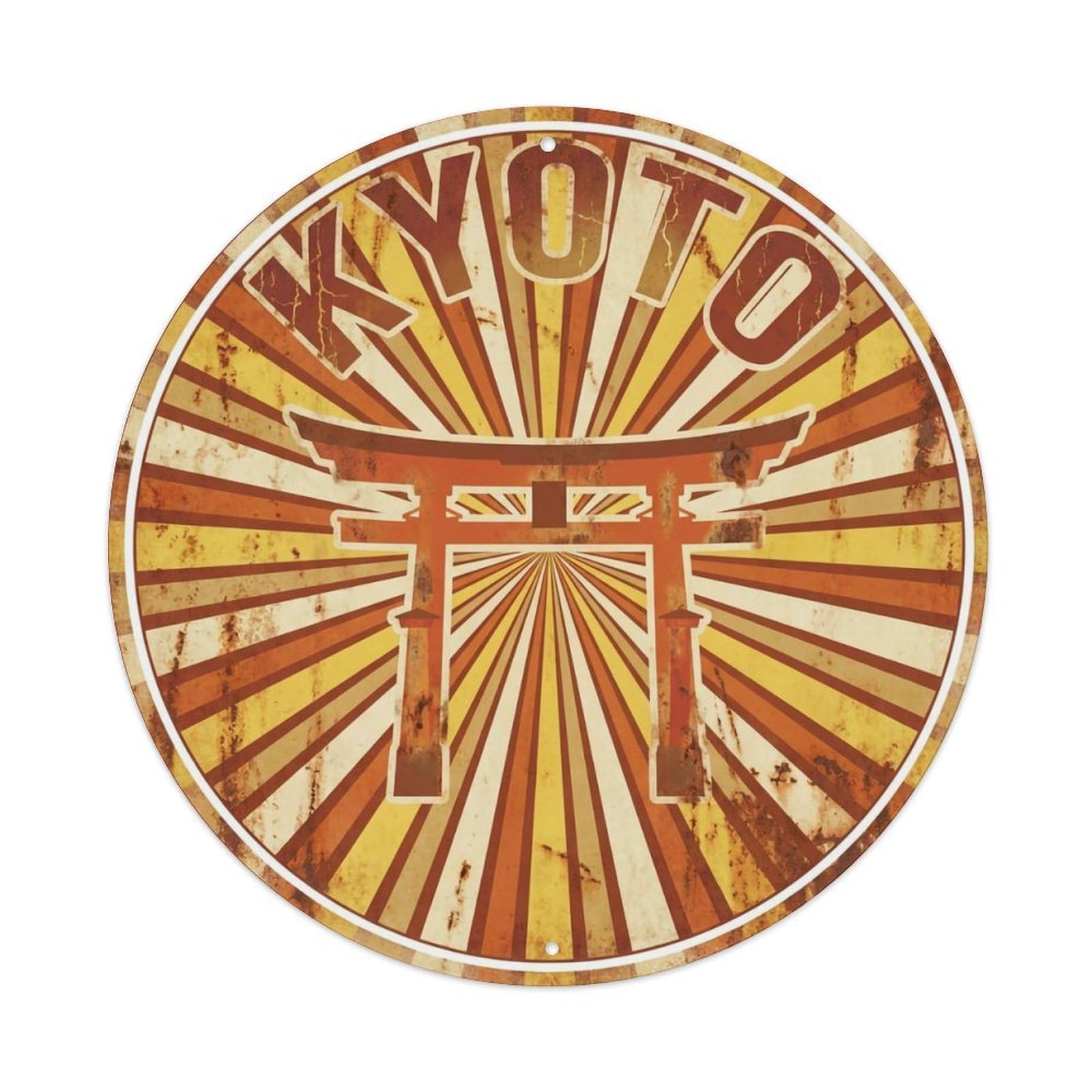 Yrnq 8X8inch Vintage Style Vintage Travel Kyoto Japan Essence Metal Tin Sign