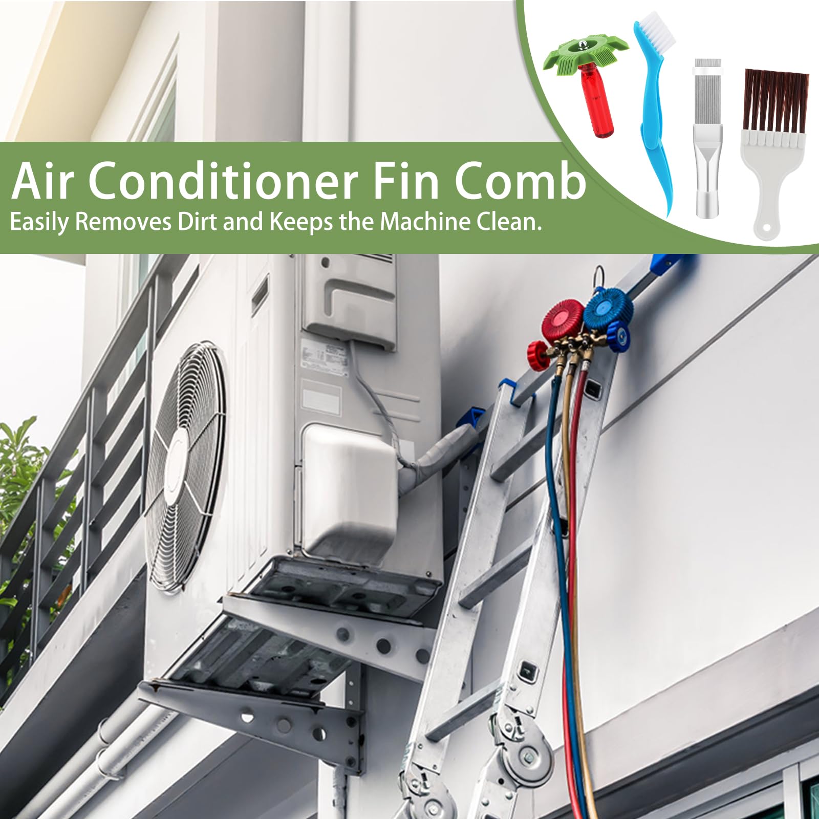 Kit 4 Spazzole Per Pulizia Condensatori | Per Condizionatori, Asciugatrici, Frigoriferi | Con Pettine In Acciaio