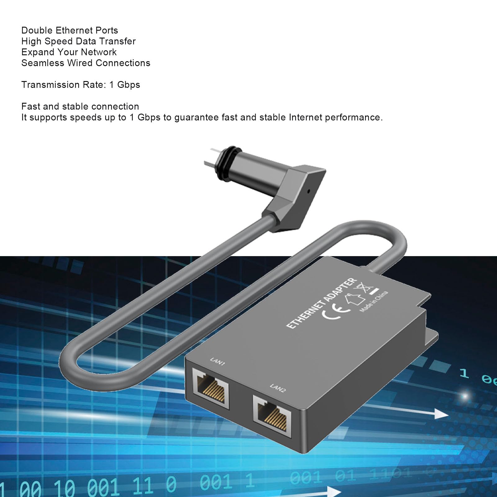 Adattatore Ethernet satellitare 2 porte RJ45 Hub di espansione di rete esterna cablata da 1 Gbps Accessorio di connessione per carichi pesanti in ABS in rame puro Grigio per