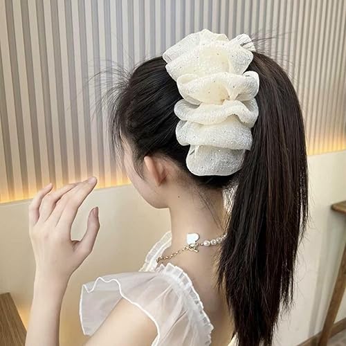 Miniatura 4 de 2 pinzas de lazo con diamantes de imitación, pinzas de burbujas de lazo de gasa con nube, garra grande para el cabello, pinzas florales grandes para