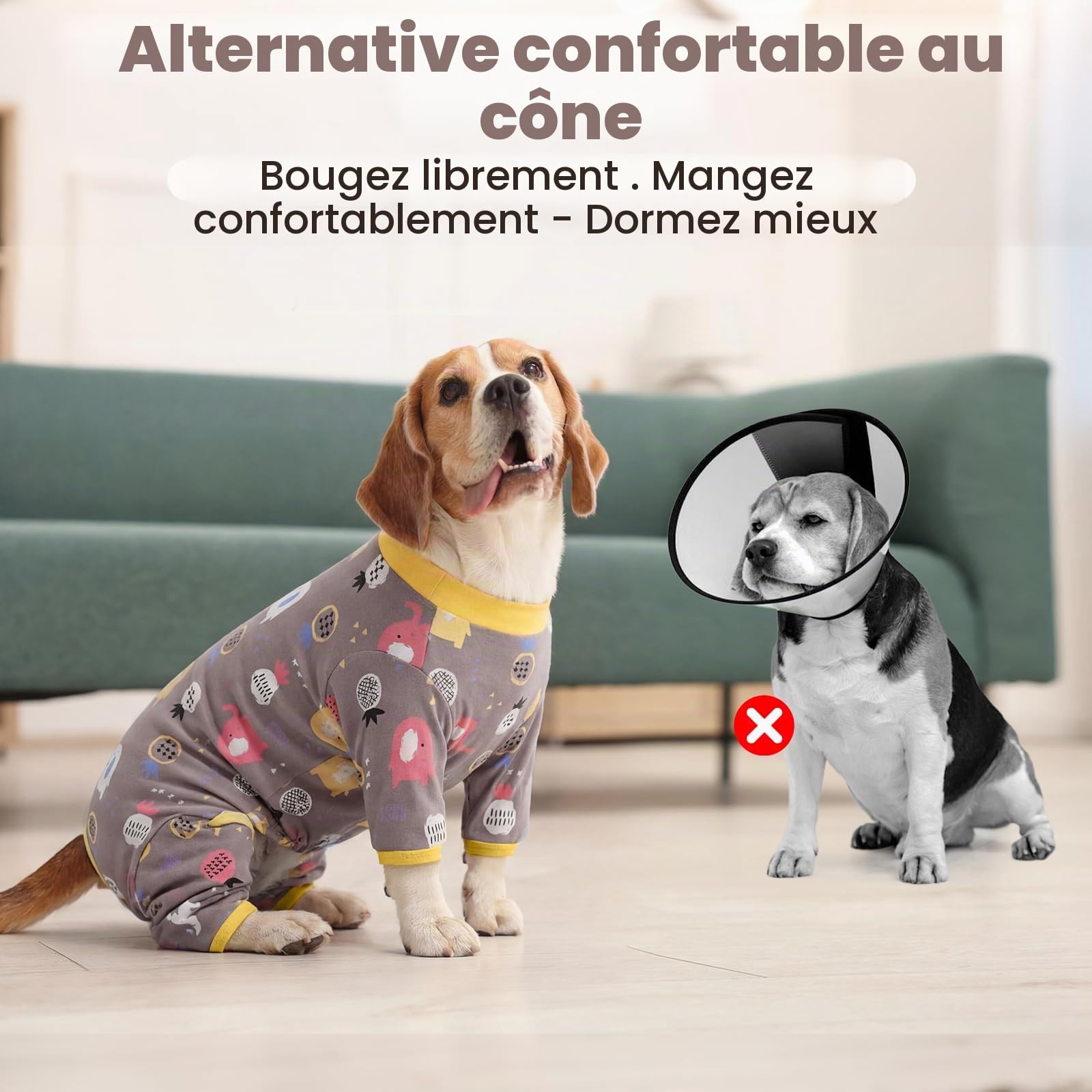 Combinaison de Récupération Chien Après Opération, Body Anti Léchage Chien en Coton, Vêtement Post-Opératoire Alternative à la Collerette, Marron Cacao XL