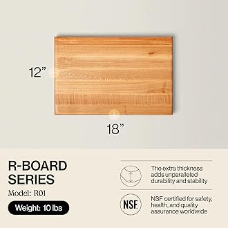 John Boos Boos Block R-Board Series Large Reversible Wood Cutting Board, 1.5-Inch Thickness, 18" x 12" x 1 1/2", Maple