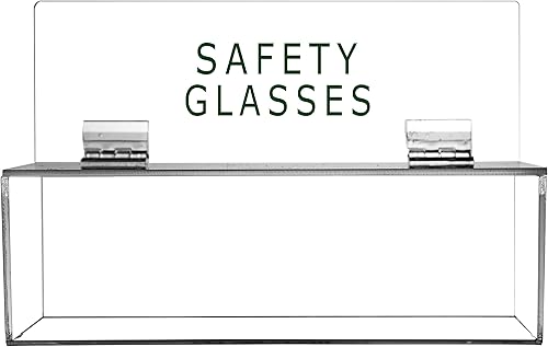 Miniatura 2 de Cq acrylic Soporte para lentes de seguridad con tapa, a prueba de polvo, adecuado para encimeras y paredes, 3 pulgadas de alto, 9 pulgadas de ancho,