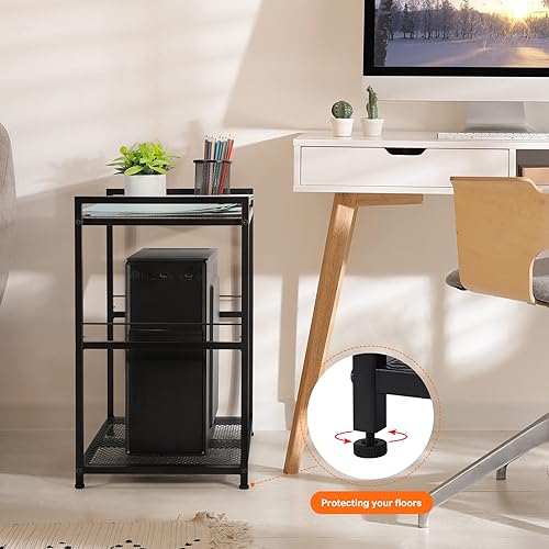 Miniatura 5 de Soporte de torre para computadora, soporte de torre de PC, carrito rodante de metal con capacidad para hasta 40 libras, soporte de impresora móvil