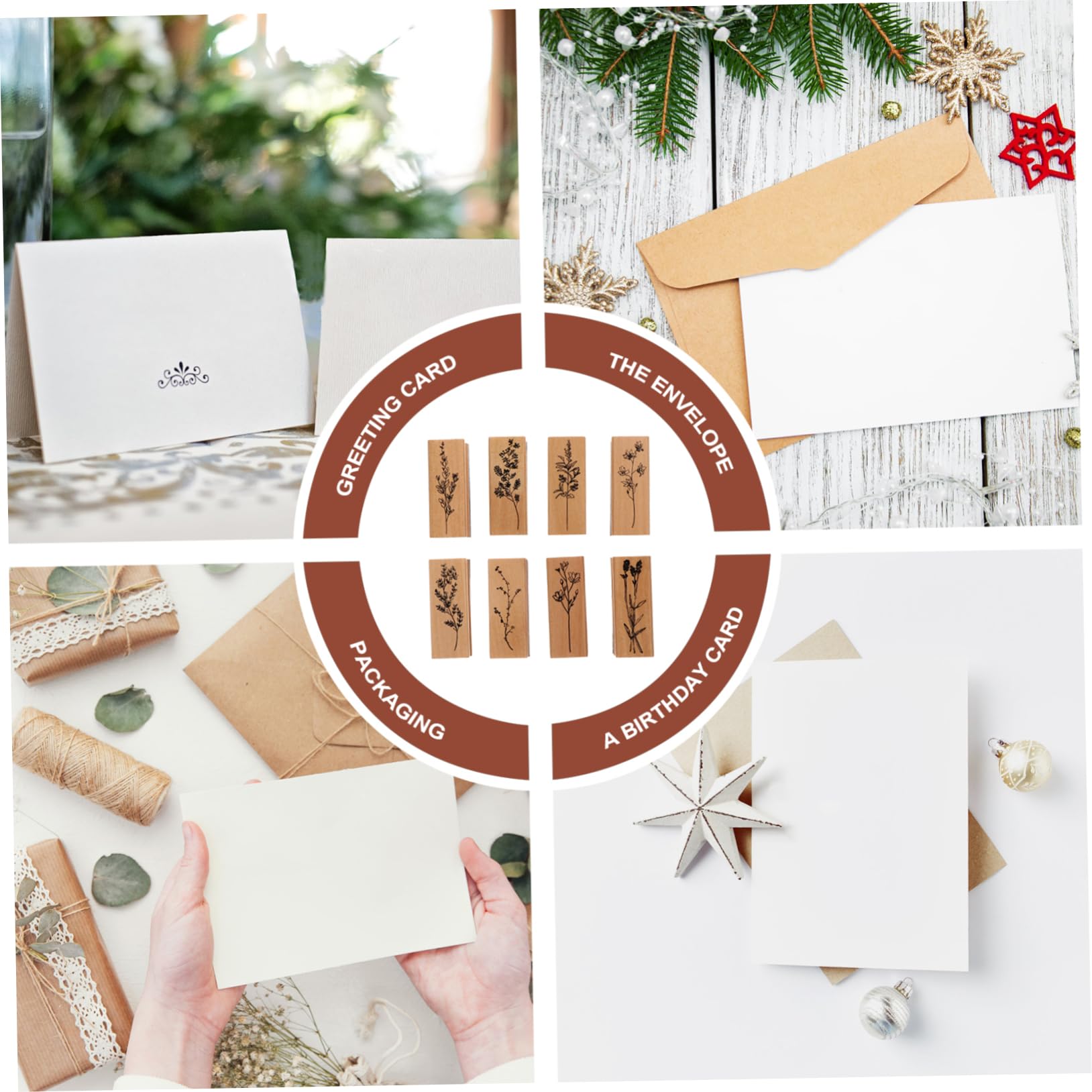 SEWACC 16 Stück Holz Siegel Sammelalbum Stempel Album Stempel Pflanzen Blumen Tagebuch Bastel Tagebuch Planer Holz Brief DIY