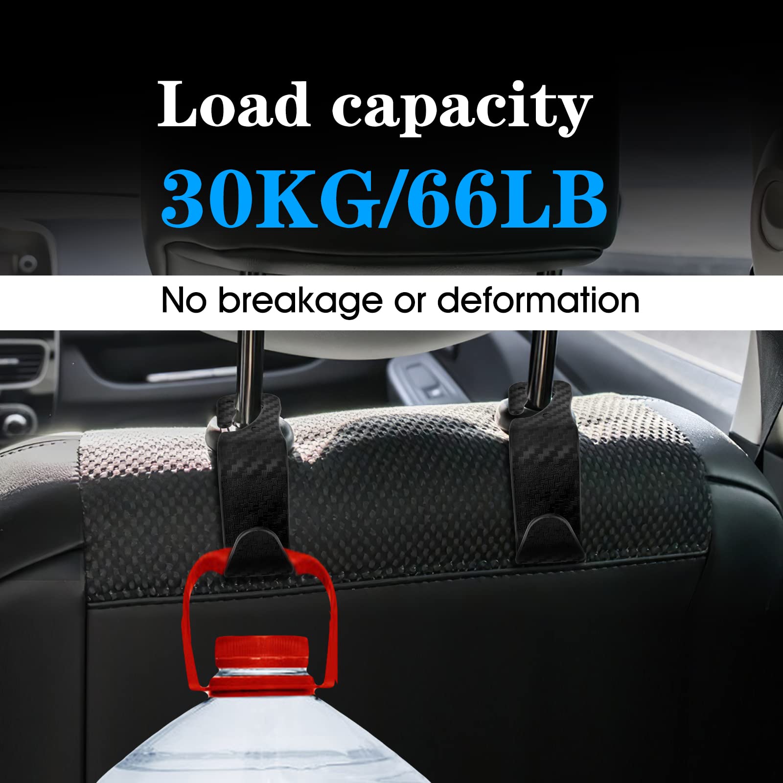 SCHITEC 4 Ganci Posteriori Per Seggiolino Auto – Appendini Universali Per Poggiatesta, Portata 13,5 Kg, Per Borse, Zaini E Organizer Da Viaggio