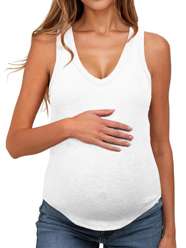 UNCLECAT Womens Maternity Tank Tops Summer V-Neck Sleeveless Pregnancy Clothes Casual Basic Shirt