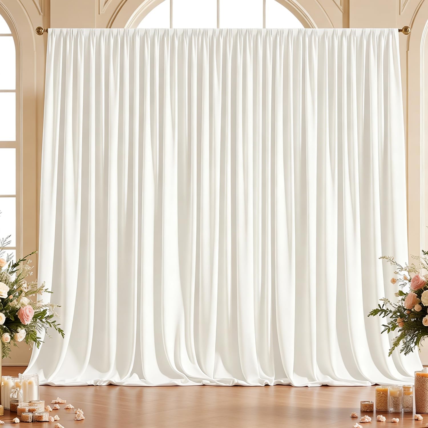 20x10ft Wrinkle Free White Backdrop Curtain for Parties, Soft Wedding White Curtain Backdrop, Polyester Photo Backdrop Drapes for Birthday Party Baby Shower Photography Background