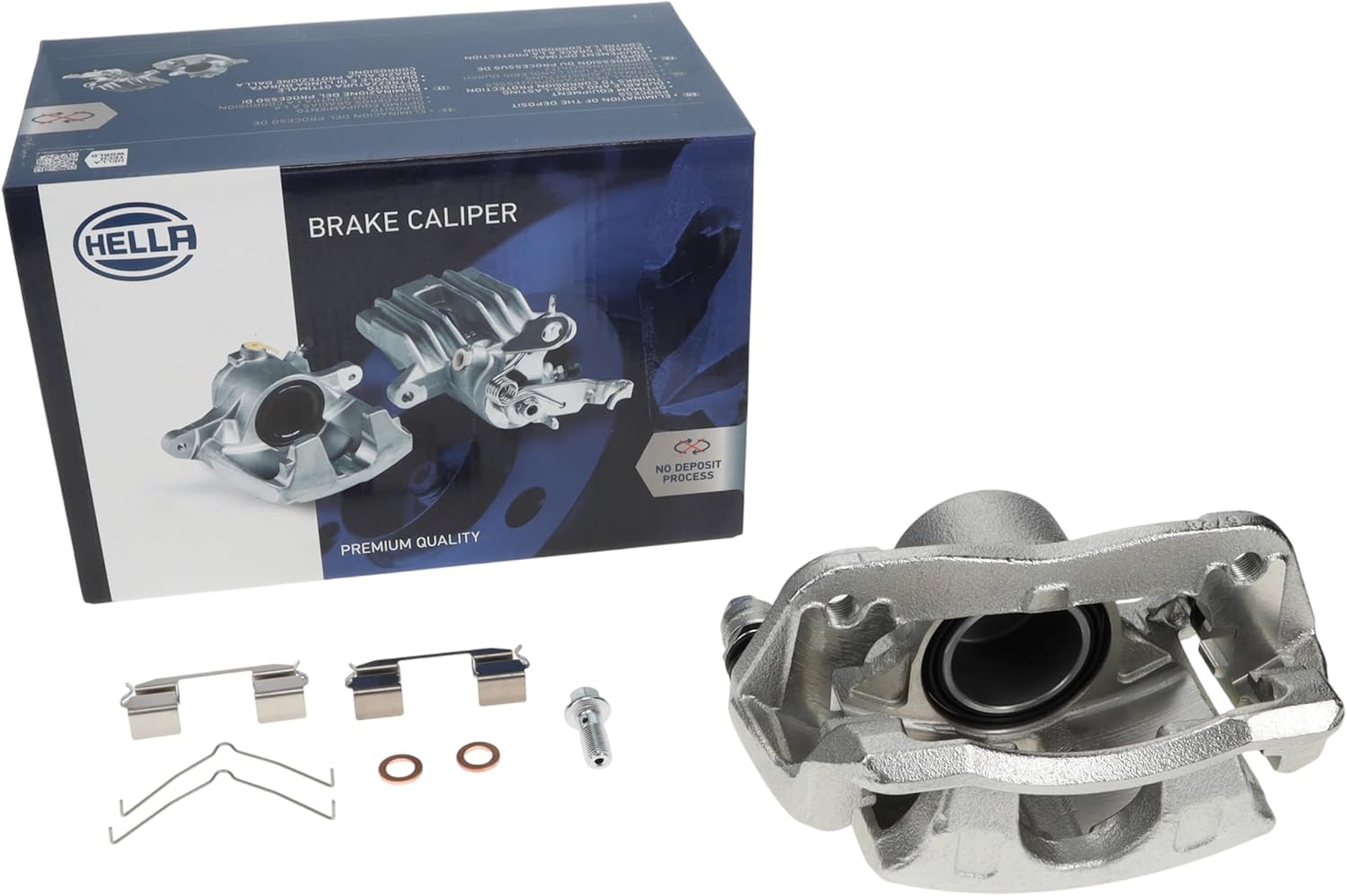 HELLA Premium Brake Caliper With Bracket, Front Left, No Core Charge, Compatible with Select 2013-2021 Acura & Honda