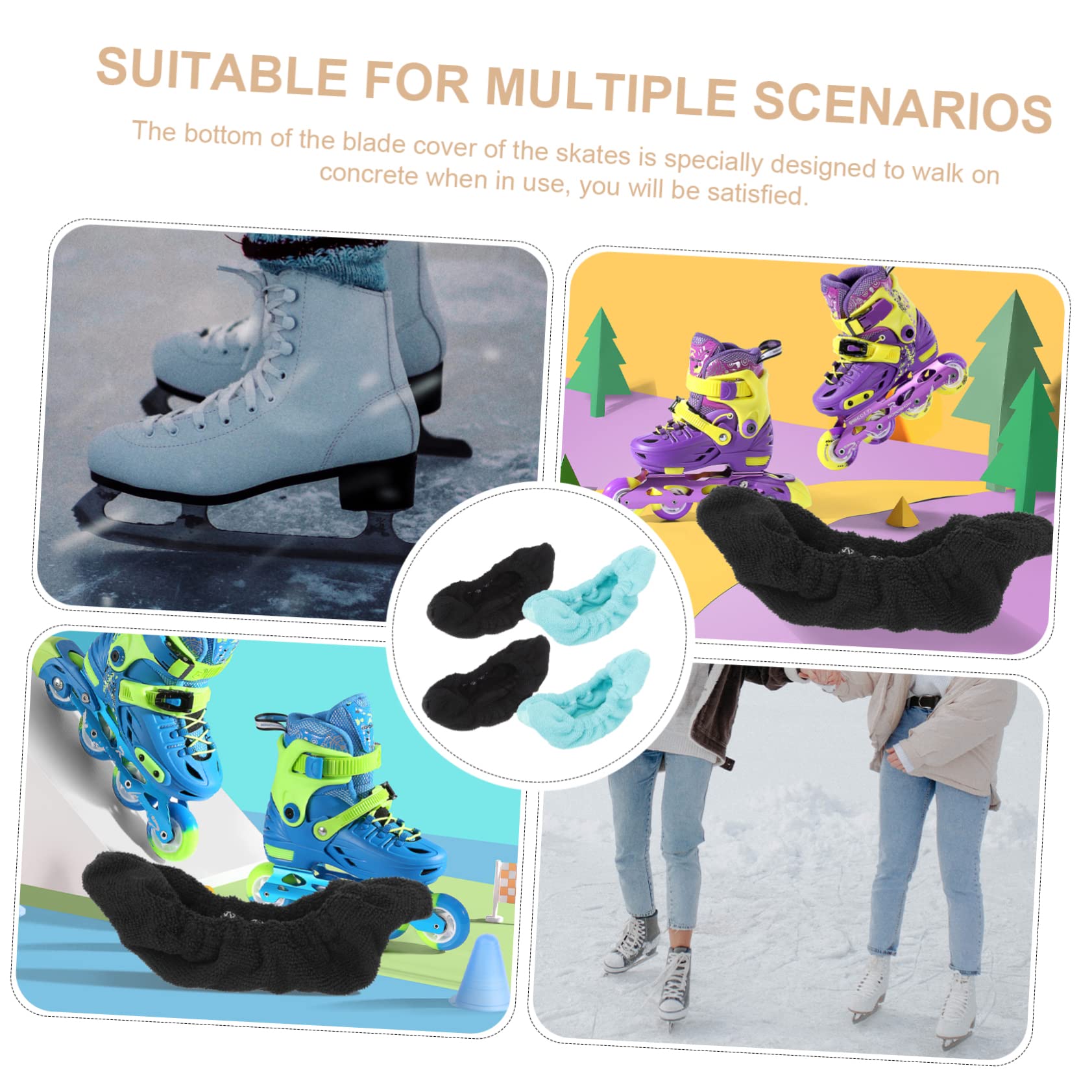 Milisten 6paires Couvre-Lames Microfibre pour Patins à Glace De Lames Ajustables pour Patins De Hockey Et Artistiques