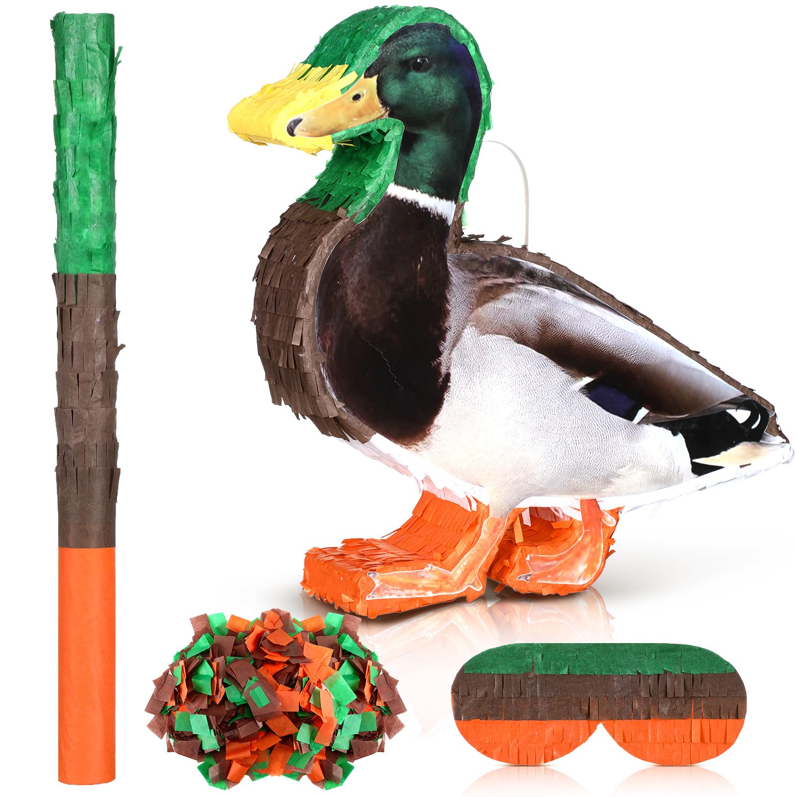 Leyndo Mallard Ducks - Juego de piñata para fiesta de cumpleaños, piñata de patos Mallard con confeti vendado para adultos, regalo para adultos, decoraciones de animales de verano, accesorios de juego