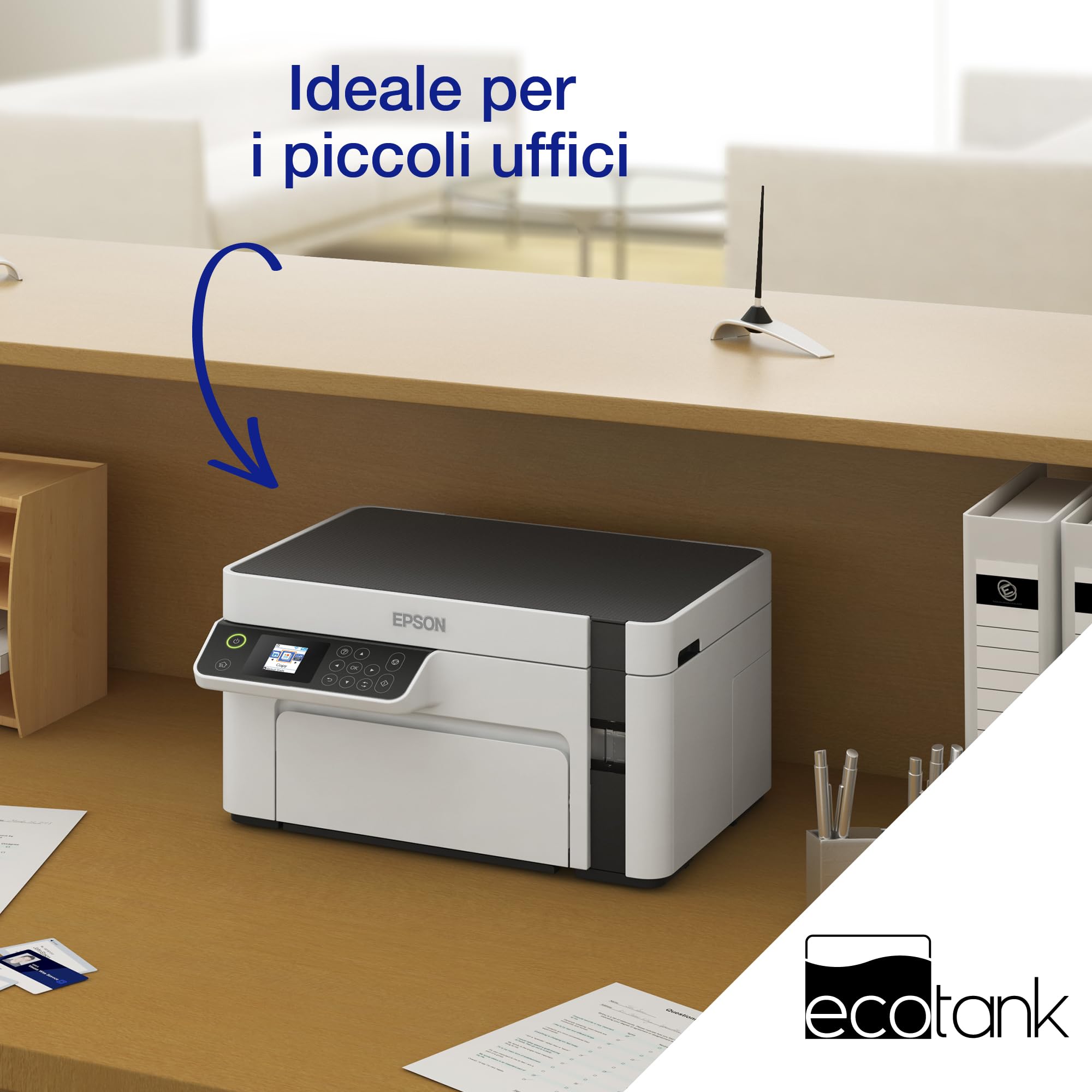 Epson EcoTank ET-M2120 Stampante con Serbatoio D’inchiostro | Stampa Monocromatica | Wi-Fi | A4 | Stampa, Copia, Scansione | Stampa Fronte/Retro | Display LCD 3.7 cm