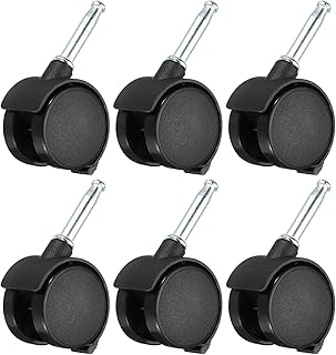M METERXITY 6 Pack Swivel Casters - 360 Degree Threaded Stem Mount Wear-Resistant Cart Trolley Wheels with Brake, Apply to Cupboard Chair (1.5 Inch, Black)
