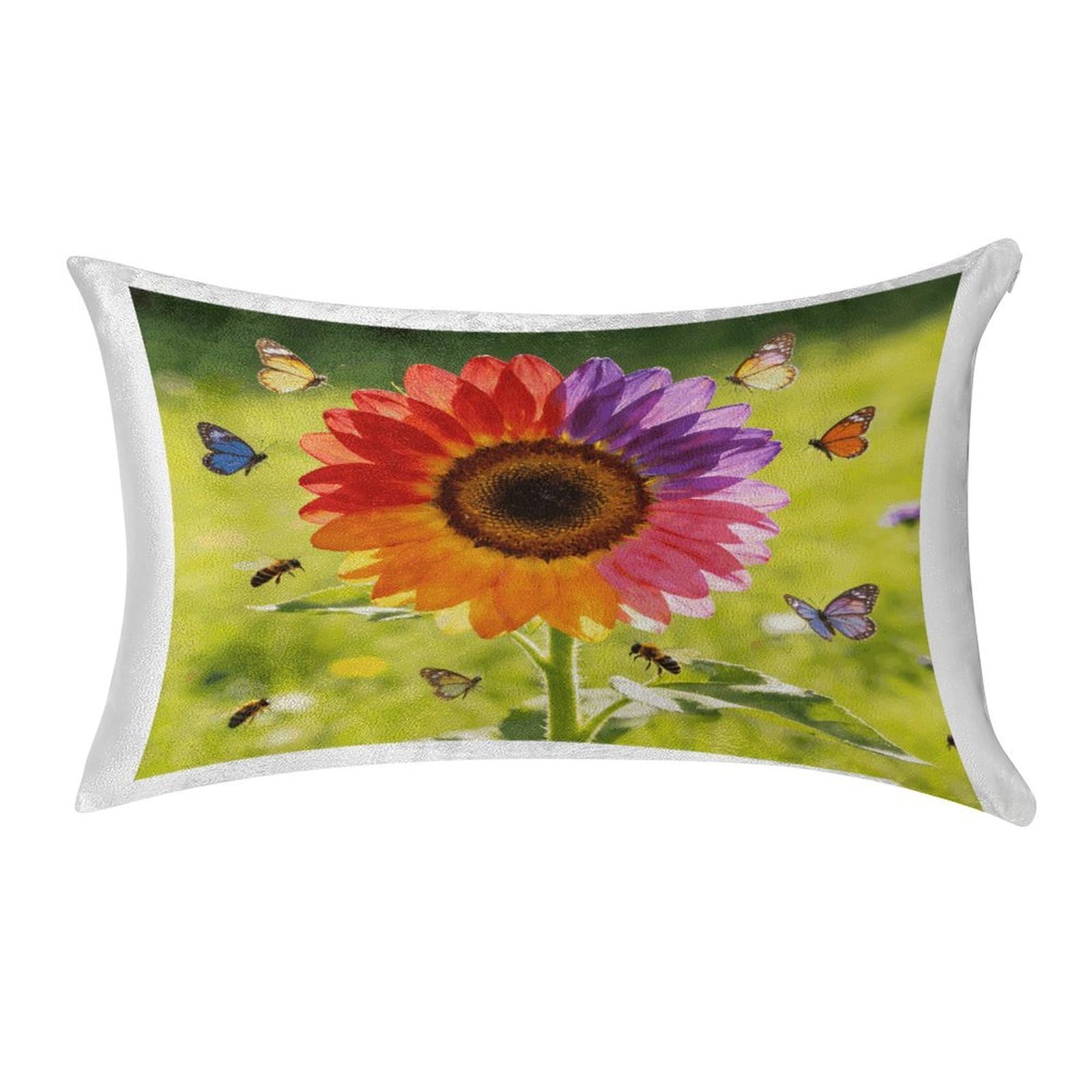Fodpand Style Colorful Sunflower Pillowcase,Elegant Designed Home Decor,Velvet Pillowcase,Soft And Cozy,Pillow Case Cover With Hidden Zipper For Bedroom, Sofa, Couch