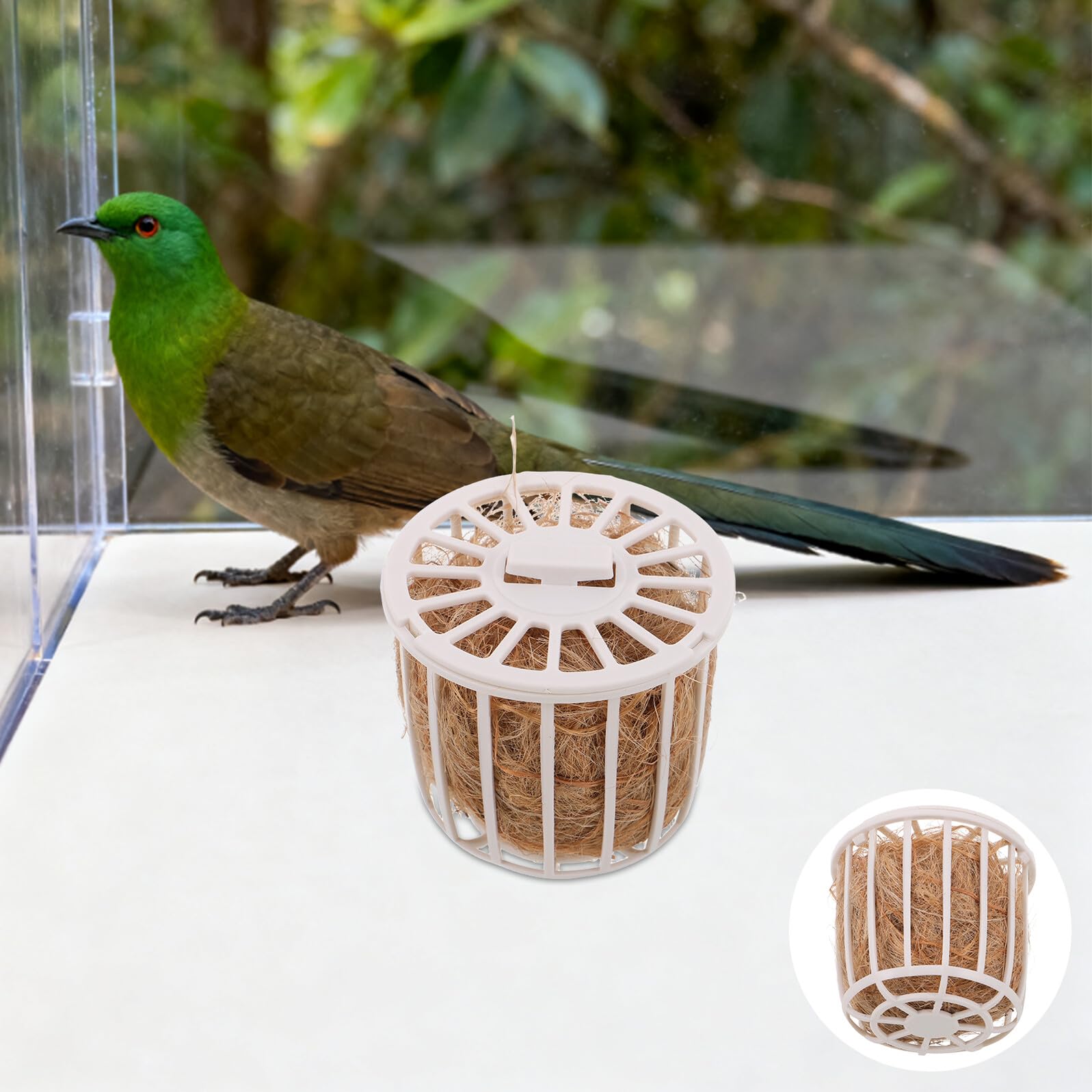 BESPORTBLE Nid de Reproduction Naturel en Jute avec Panier de Rangement Matériaux de Nidification pour Canaris Perruches et Pinsons Litière Confortable et Hygiénique pour Cage D’Oiseaux