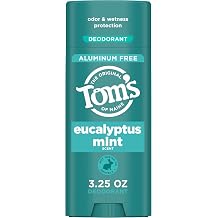 Toms of Maine Eucalyptus Mint Aluminum Free Natural Deodorant For Women & Men | Goes on Clear | Odor & Wetness Protection | Naturally Derived and Moisture-Locking Ingredients | 3.25 oz