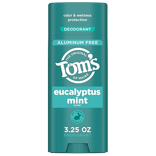Tom's of Maine Desodorante natural sin aluminio de eucalipto y menta para mujeres y hombres, se pone transparente, protección contra olores y