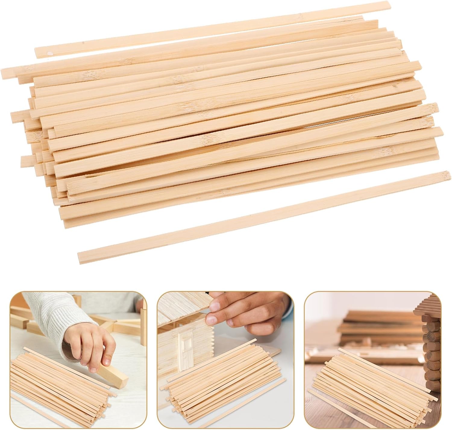 Gadpiparty 50pcs Craft Sticks Carbonized Sticks for Model Making Wood Material for Creative Projects and Architectural Models