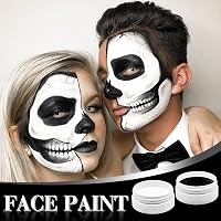 Sunshine smile 100g Fekete-Fehér Arcfesték Szett - Krém Állagú Testfesték Ecsetekkel, Halloween, Farsang, Színházi Smink Gyerekeknek és Feln 5