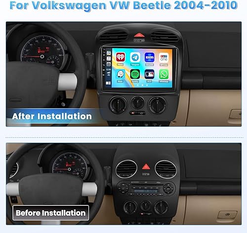 Miniatura 2 de Radio de coche para Volkswagen VW Beetle 2004 2005 2006 2007 2008 2009 2010 con Carplay inalámbricoAndroid Auto, 2G+64G 9 pulgadas Android pantalla