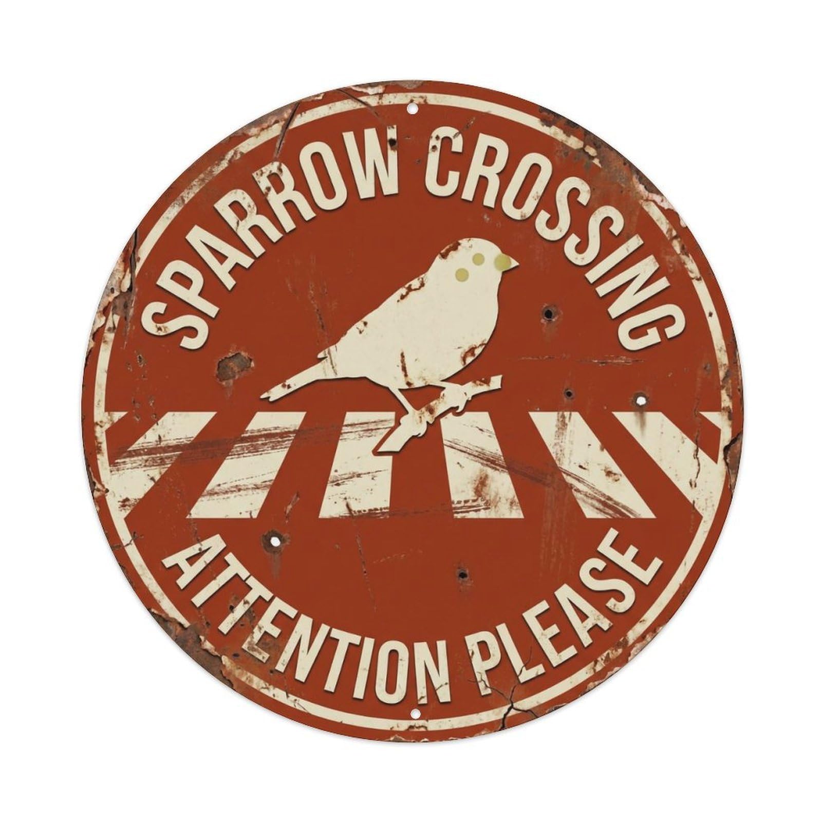 Sparrow Crossing Attention Please Charming Metal Tin Sign