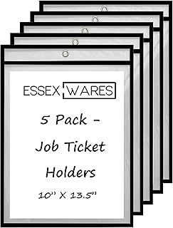 5 Pack Job Ticket Holder (Black) - by Essex Wares - Use in Your Business or in a Classroom. Easily fits Standard 8.5 X 11 ...