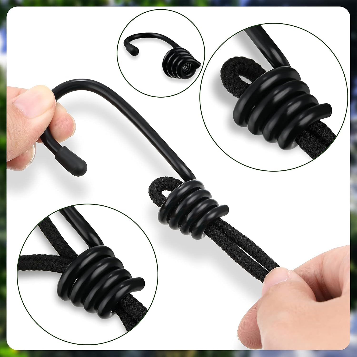 Ferraycle 20 Pieces 1/4 Inch Plastic Coated Bungee Cord Hooks Spiral Shock Cord Hook Wire Bungee Hooks End for Elastic Rope, Boating, Camping, Auto and Outdoor Uses