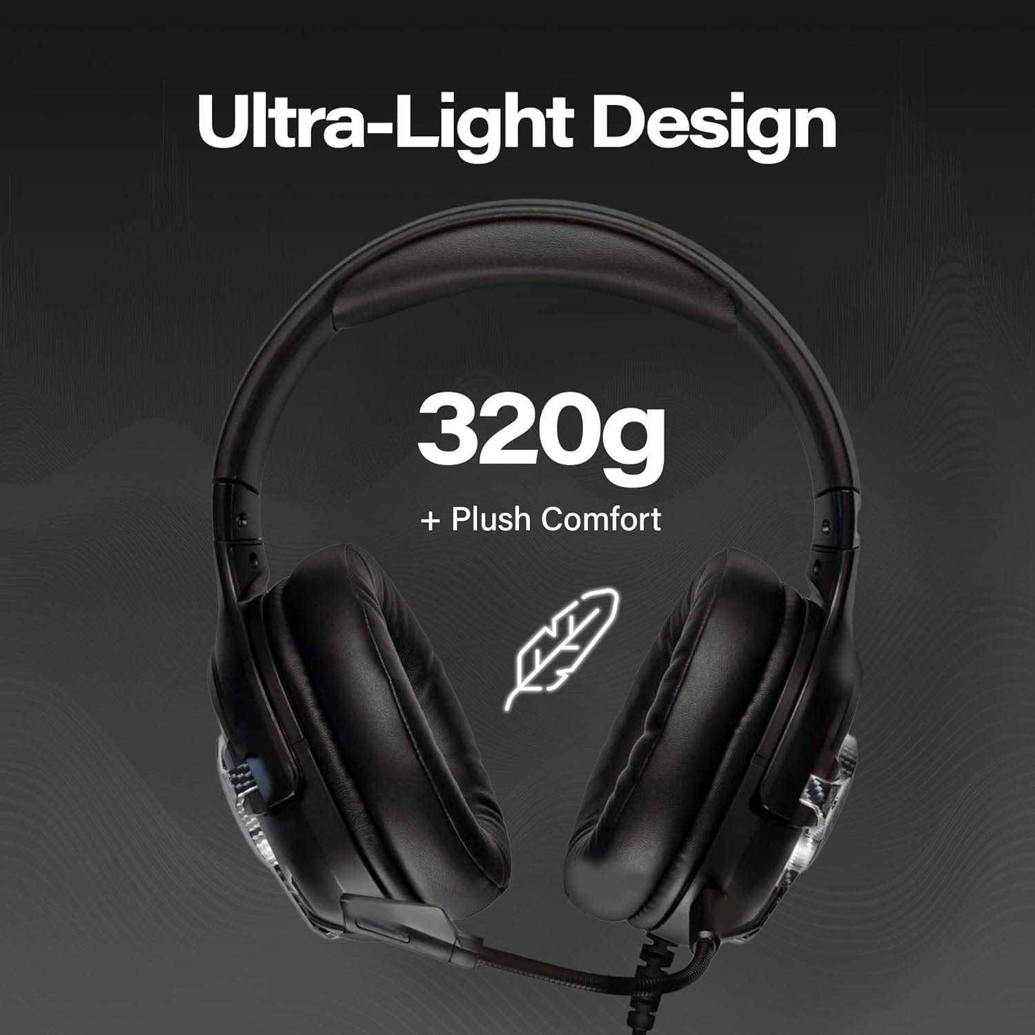 Meters Level-Up Gaming Headsets with RGB VU Virtual 7.1 Surround Sound, 50mm Drivers & Detachable Mic - USB Gaming Headphones Compatible with PC, Laptop & PS4 - Zero Latency (Carbon)