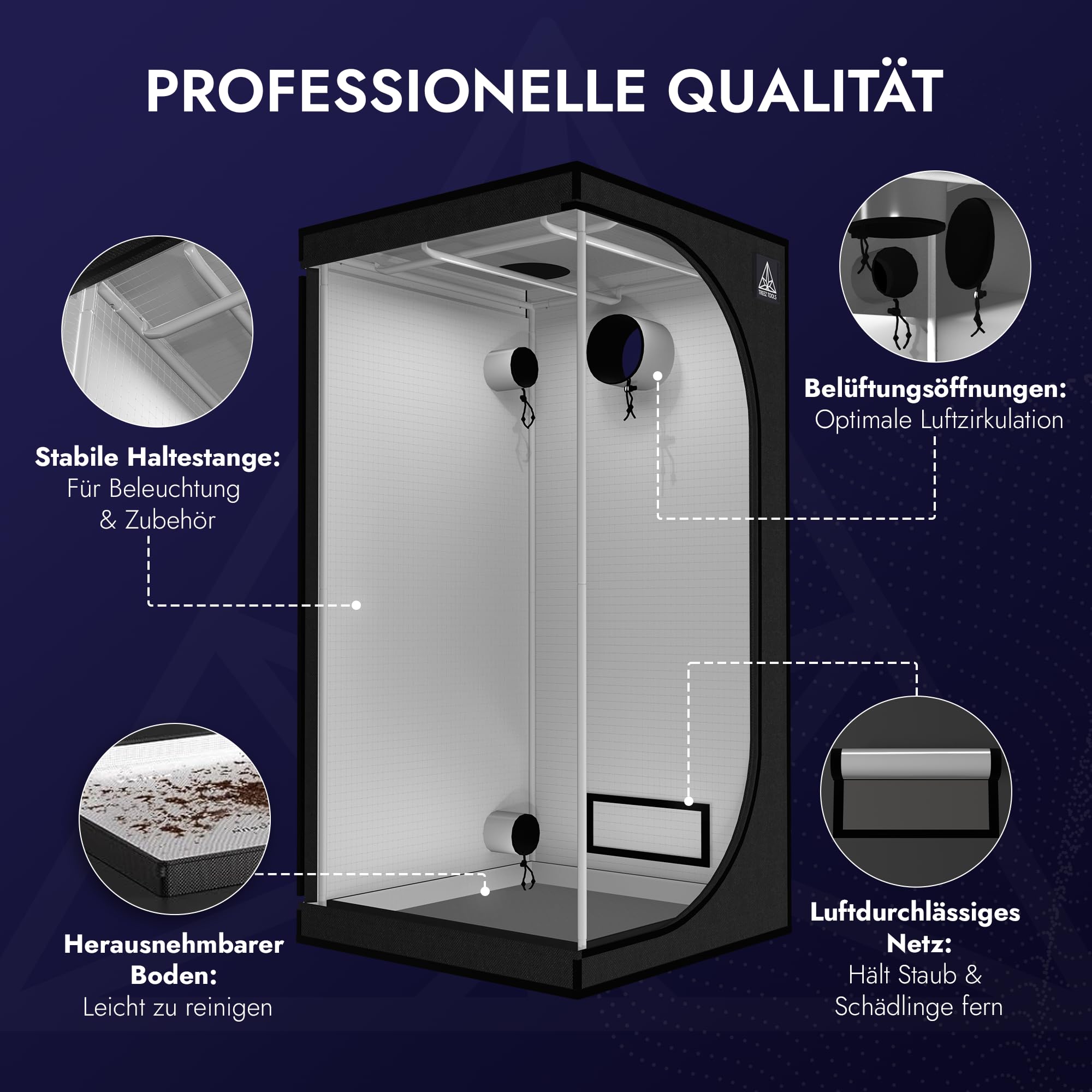 Grow Zelt Schwarz | Hochwertiges Indoor-Pflanzenanzuchtzelt für optimales Wachstum | Indoor Garden | Pflanzenzelt | Grow Tent | Gewächshaus - Small (80 x 80 x 180 cm)