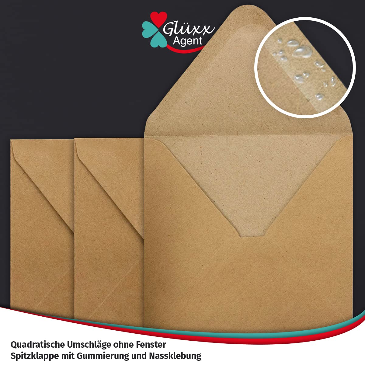 200 Umschläge + Klappkarten Quadratisch - Kartenset aus Kraftpapier Selbstgestalten - Blanko Faltkarten 220 g/m² 13,5 x 13,5 cm - Natur Briefumschläge 90 g/m² 14 x 14 cm