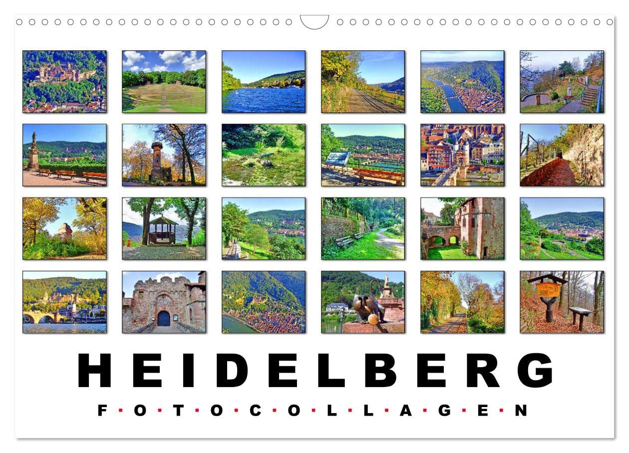 CALVENDO - Heidelberg Fotocollagen (Wandkalender 2027 DIN A3 quer), Monatskalender: Historische Orte in Heidelberg