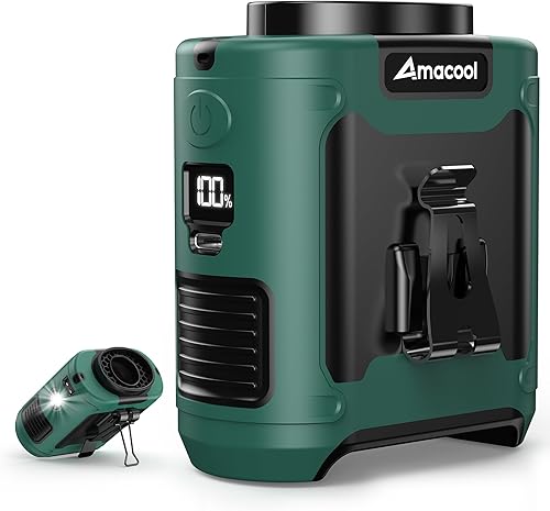 Miniatura 9 de AMACOOL Ventilador de cintura portátil con clip, tiempo máximo de trabajo de 40 horas, ventilador de camisa recargable de 10000 mAh con luz, 16000