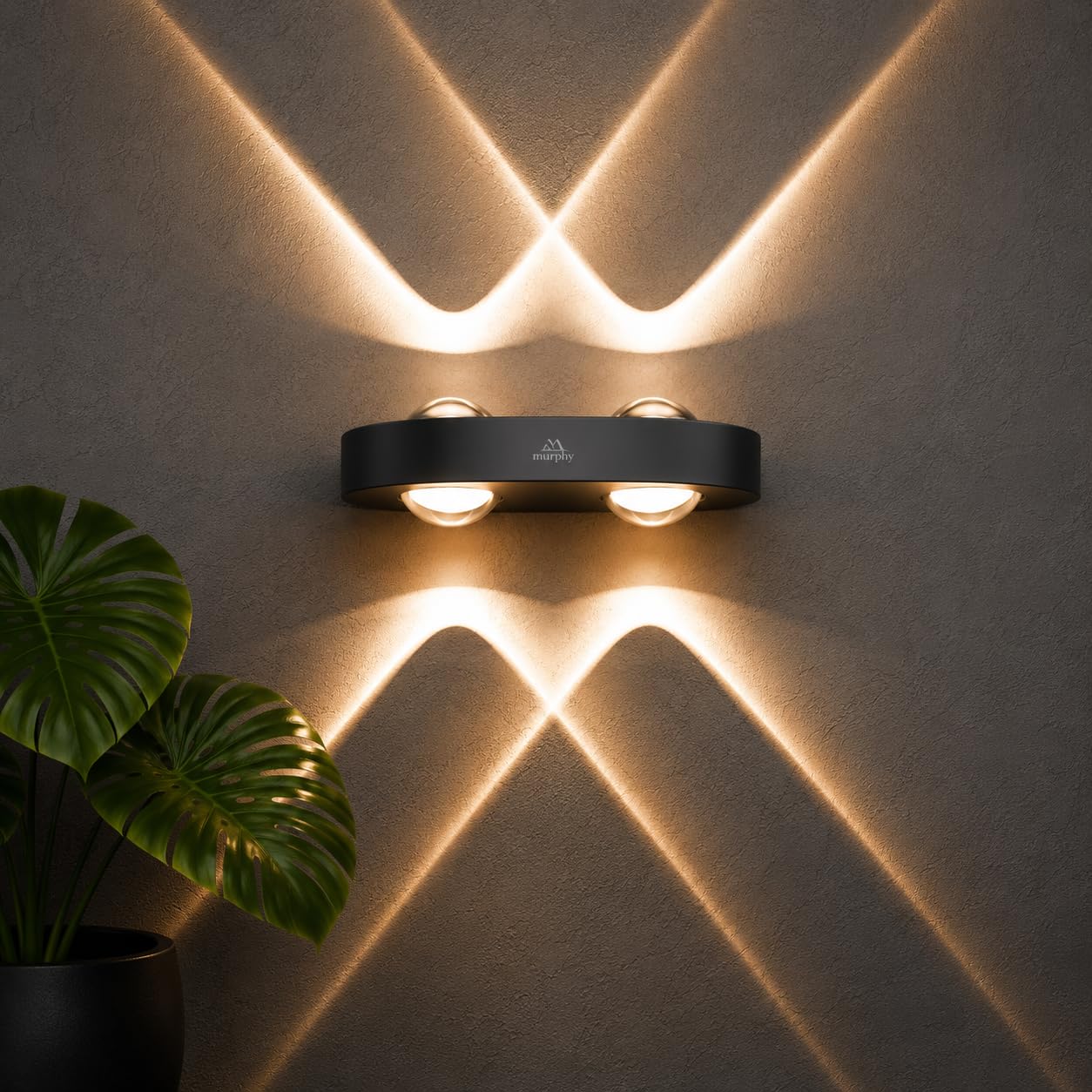Murphy Areo 4-Way Waterproof LED Wall Light – Warm White | Premium Aluminium Body | Modern Decorative Indoor & Outdoor Wall Lamp | Energy Efficient | IP65 | 2-Year Warranty – Pack of 1